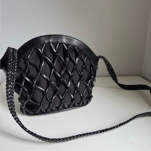 Tiannl Black Crossbody Bag with Woven Design